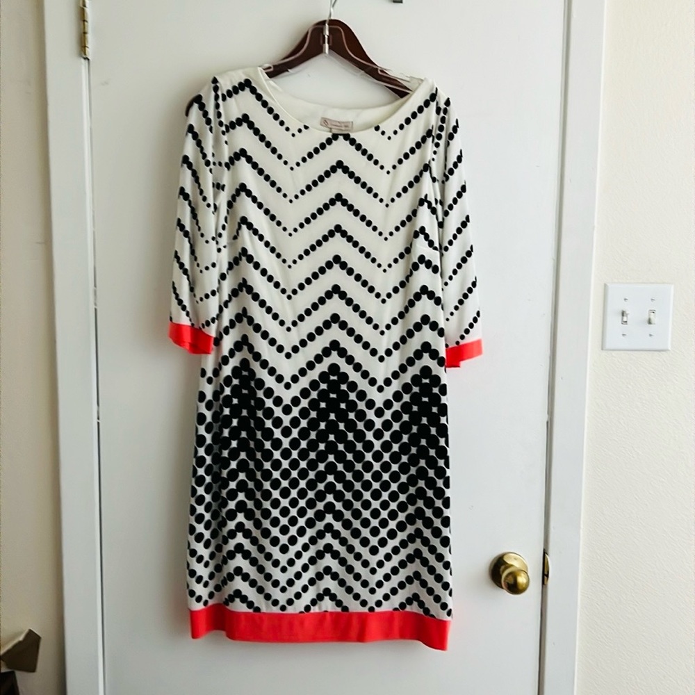 Dressbarn Women’s Chevron Polka Dot Shift Dress Size 12 - Cocktail Dress